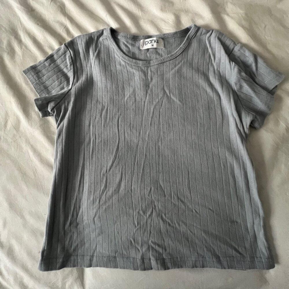 parke pointelle Short Sleeve Tee in light blue